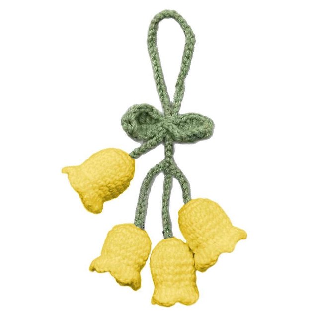 Porte-clés en Laine Tricotée à la Main Colorée Convallaria Majalis Charme Crocheté