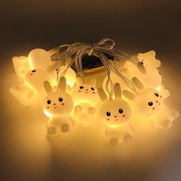 Lámpara colgante LED Conejo Pascua, decoración exterior interior, cadena de luces LED, decoración de patio ventana, para fiesta hogar, resistente al agua, luz cálida, 10 luces, 5.5ft cadena,