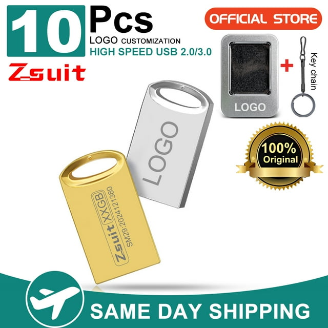 Zsuit 10pcs USB Flash Drive With Metal Gift Box 64GB Pendrive Flash Disk 128G Usb 3.0 Memory Stick USB 2.0 Free Logo Mini U Disk
