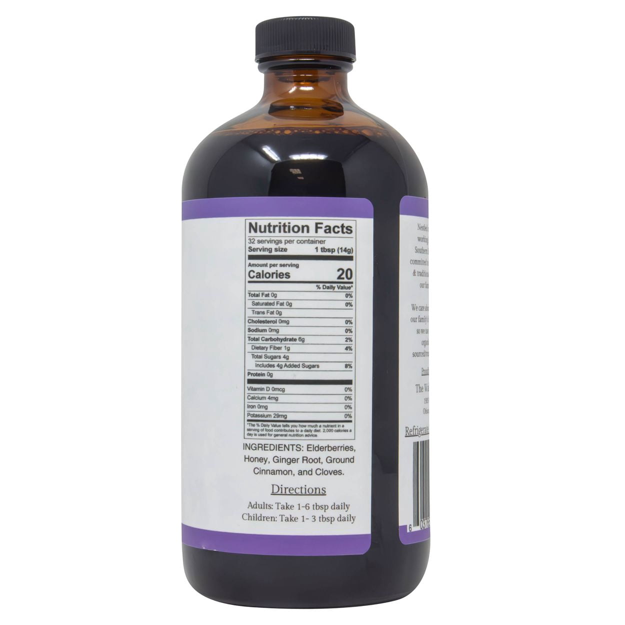 Abby's Elderberry - Elderberry Syrup with Honey -16 floz glass