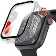 thumbnail image 1 of HAHDAXIA pour Apple Watch 45mm Étui Protecteur d'Écran, Verre Trempé Ultra Mince Design Unique Couverture Complète Étui Rigide en PC pour iWatch Series 9/8/7 45mm (Transparent pour iWatch 45mm), 1 of 7