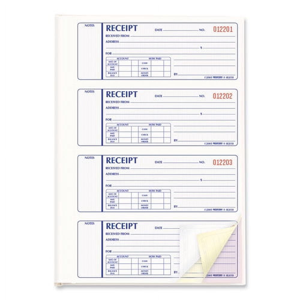 Money Receipt Book, Three-Part Carbonless, 7 X 2.75, 4/page, 200 Forms | Bundle of 2 Each