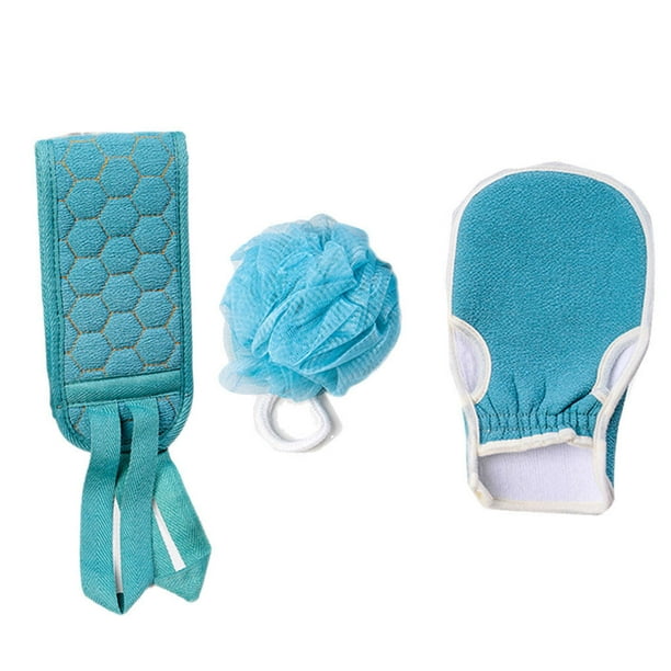 Qarigey 3 piezas/Kit de paño de limpieza corporal de fibra vegetal, portátil, para el hogar, pierna, brazo, cara, cuello, ducha, guante de Cuerpo del baño