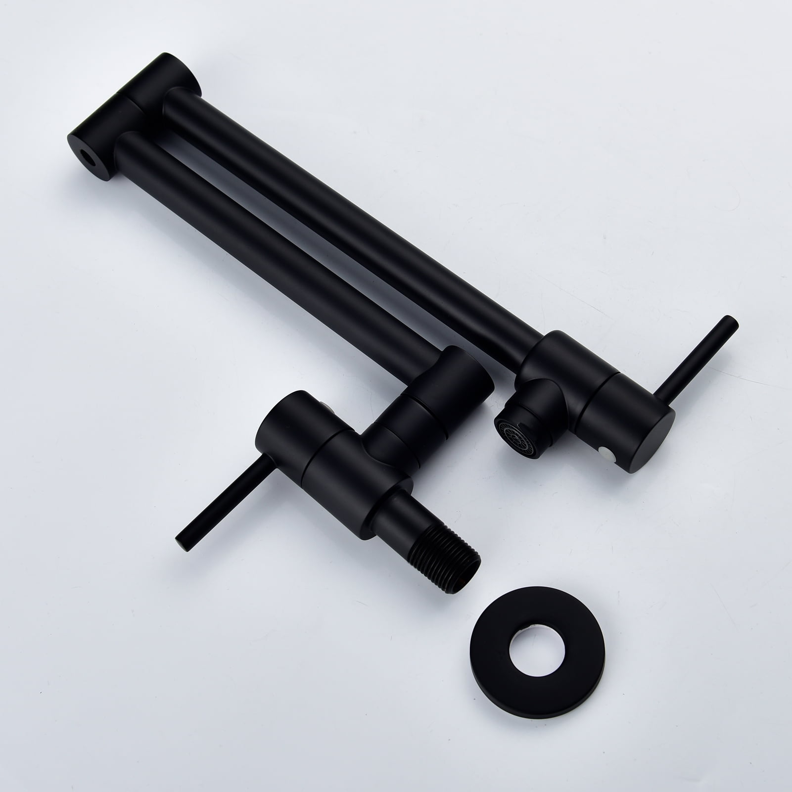 Brass Folding Faucet 1/2" NPT Wall Mount Kitchen Faucet Two Handles Cold Water Tap Black