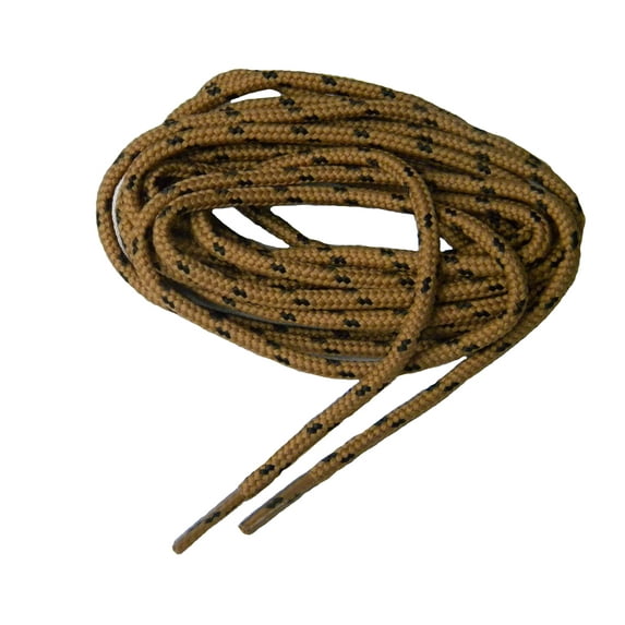 2 Pair Pack Dark Tan w/Black Heavy Duty 4mm 1/8 inch Round Thick Boot Shoelaces Bootlaces