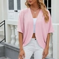 thumbnail image 2 of T Shirts For Women Womens Tops Mid Sleeve Solid Color Casual Loose T Shirt Top, 2 of 5
