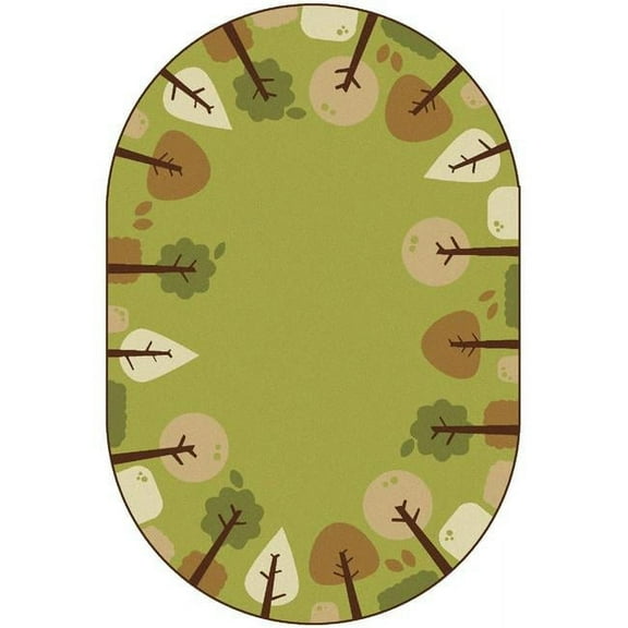 Carpets for Kids 33766 6 x 9 ft. Kidsoft Tranquil Trees, Green - Oval