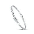 thumbnail image 4 of 1 Carat 7X5MM Emerald Cut Lab Created Moissanite Diamond Solitaire Cuban Link Chain Bracelet For Women In 14K White Gold Over Sterling Silver Size : 7 Inch(G-H Color,VVS1 Clarity), 4 of 5