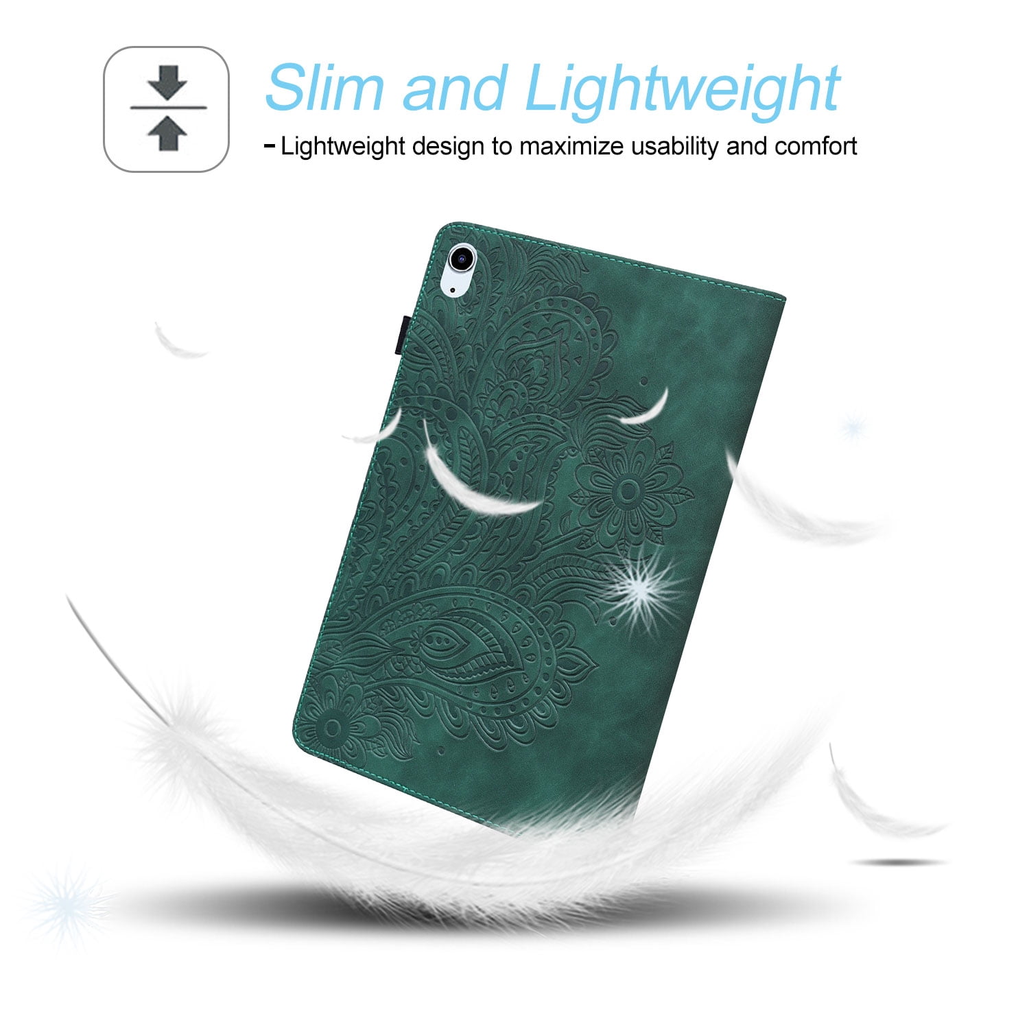 Tarise for iPad 10th Generation Case 2022 with Pencil Holder, Embossed Pattern Premium PU Leather Folding Stand Shockproof Folio Book Slim Case Cover for 2022 iPad 10th Gen A2696 A2757 A2777, Green