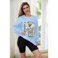 thumbnail image 4 of Meladyan Halloween Skull Graphic Print Fleece Oversized Sweatshirt Crewneck Long Sleeve Drop Shoulder Pullover, 4 of 10