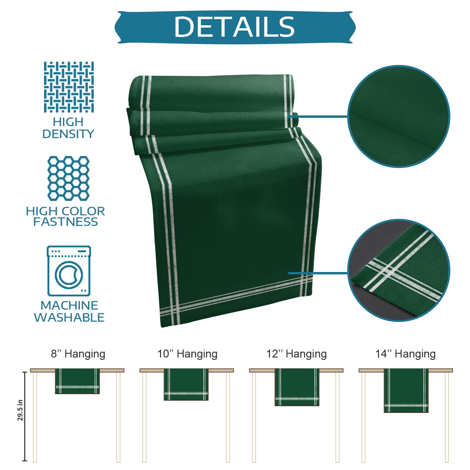 Table Runner Dresser Scarves 90 Inch Long, Modern Minimalism Hunter Green Linen Dining Table Runners St Patricks Olive Green Tabletop Scarf for Wedding Holiday Party Kitchen