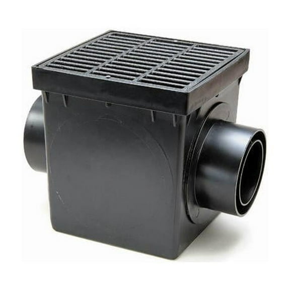 NDS 900BLKIT Double Catch Basin, 9.38 in L, 4-1/4 in W, Square, Plastic, Black