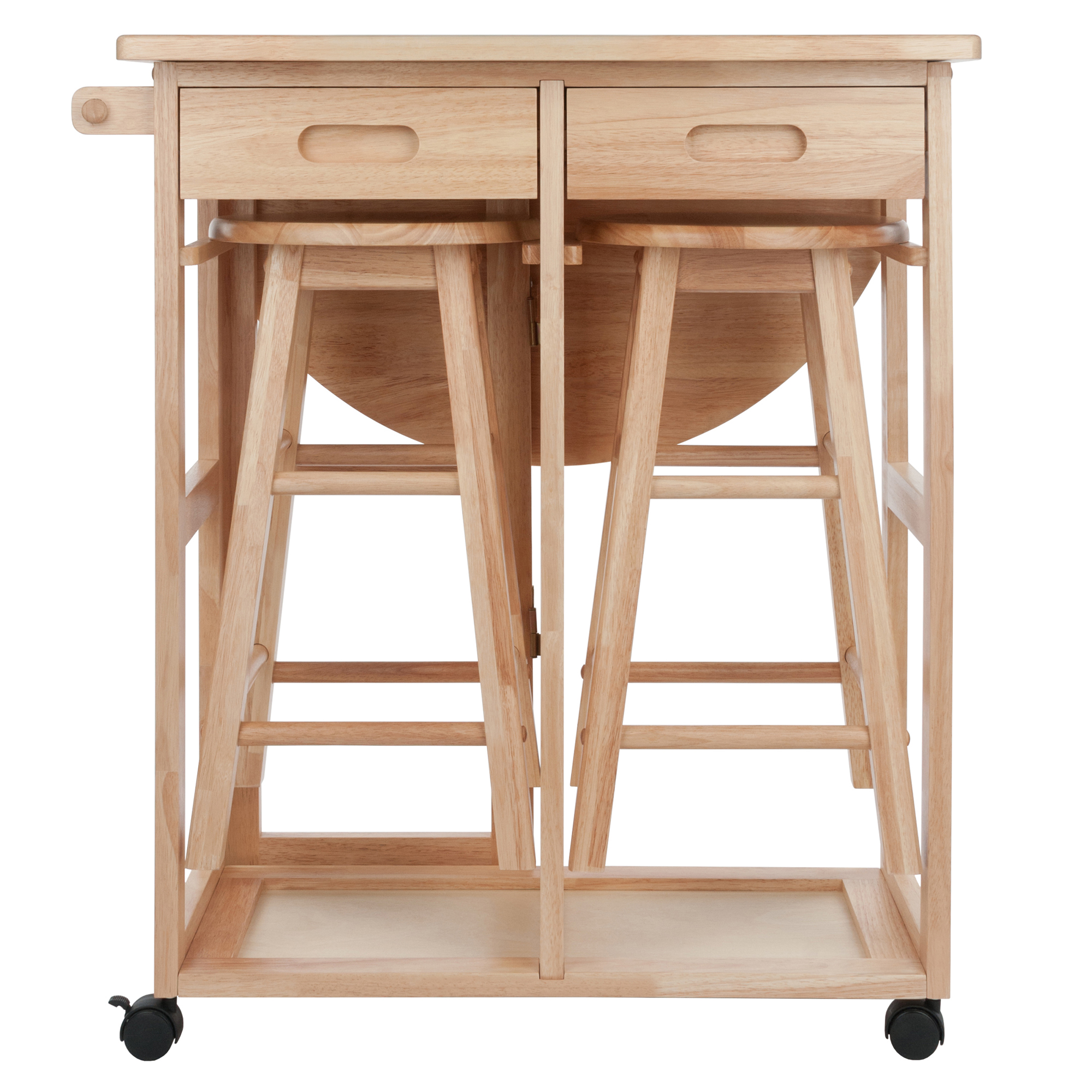 Winsome Wood Burnett 3-Pc Space Saver Set, 2 Tuck - away Stools, Natural Finish - image 4 of 14