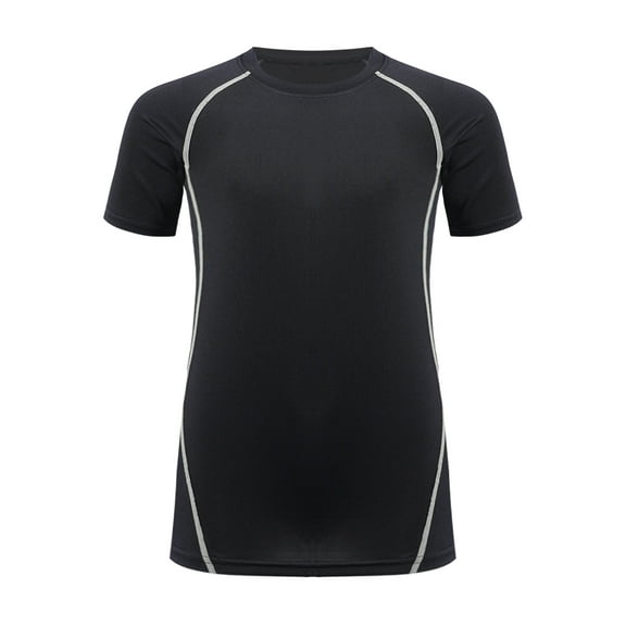 Kaerm Kids Boys Athletic Gym Top Sports Shirt Short Sleeve T-Shirt Quick-Drying Running Top Tees for Black&Gray 30