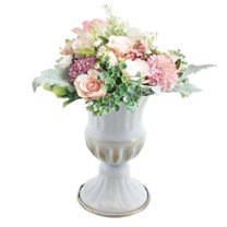 Bxaolu Flower Vases for Centerpieces: Vintage Iron Vase for Wedding 6.3 Inch Small Pedestal Vase for Party Wedding Centerpieces for Table Metal Urn for Garden Home Decor - White