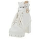thumbnail image 1 of NECHOLOGY Botas Mujer Adulto Femenino Zapatos Botines de mujer Lace Women's Up Student Heel Fashion Boots espesa plataforma de tobillo zapatos de alta encaje botas de mujeres (White, 5), 1 of 4