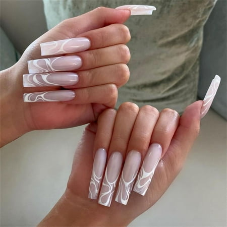 

24 Pieces Of Wave Series Color Matching Wear Manicure Fake Nails