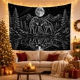 thumbnail image 3 of Three Wolves on Rocky Lakeshore with Moon and Pine Trees, Mystical Illustration for Nature Lovers, Wilderness Wall Art, Housewarming Gift Tapestry Wall Hanging for Bedroom and Living Room, 3 of 7