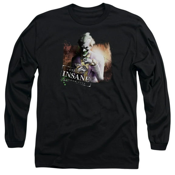Batman Arkham City Certified Insane Long Sleeve Adult 18/1 T-Shirt Black