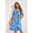 thumbnail image 4 of Ekouaer 2 Pack House Dresses for Women with Pockets Short Sleeve Moo Moos Floral Print Mumu Dresses Moo Moos for Women, 4 of 6