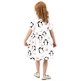 thumbnail image 4 of Penguin Love Pattern Girls Short Sleeve Dress A Line Sun Protection Breathable Comfort Sundress 3T, 4 of 8