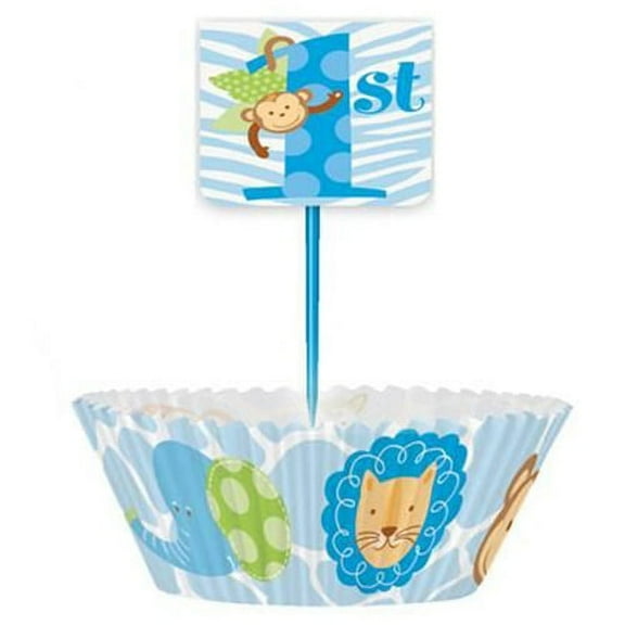 Various Birthday 'Blue Safari' Cupcake Kit for 24, 48 Pieces