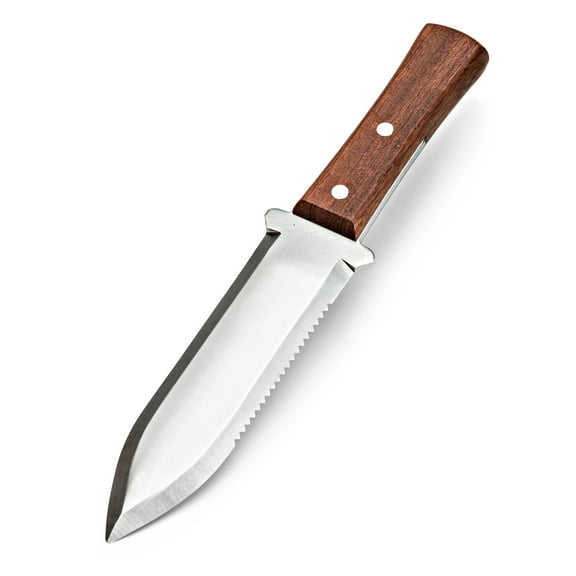 Kings County Tools Hori Hori Garden Knife – 7.4” Stainless Steel Blade Weeder with Wood Handle