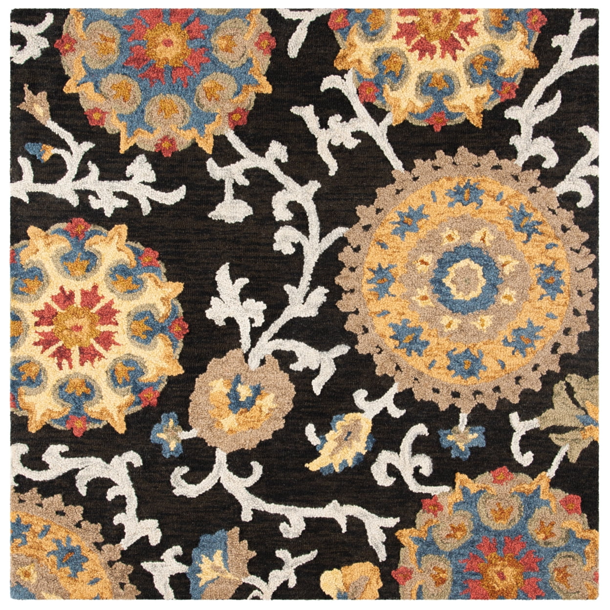 SAFAVIEH Blossom Danny Floral Wool Runner Rug, Charcoal/Multi, 2'3" x 16'