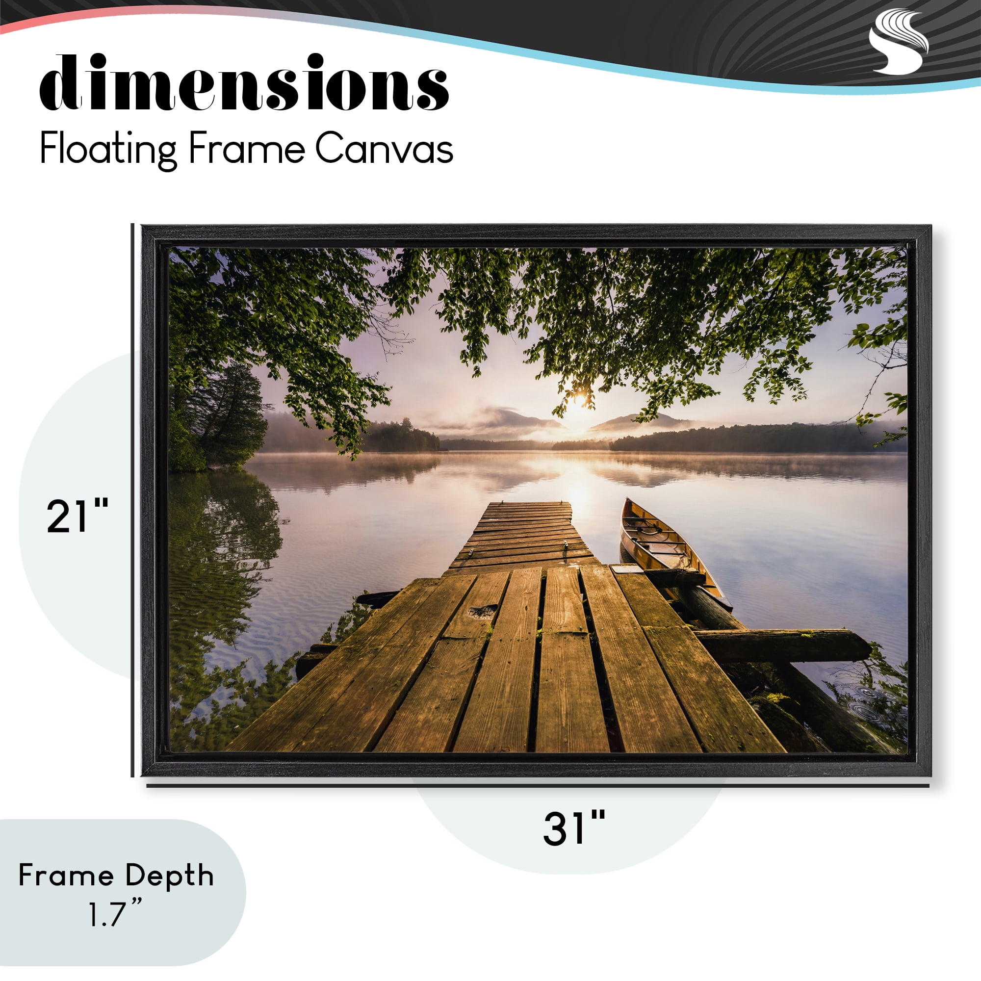 Stupell Industries Misty Morning Light on Lake Black Framed Floater Canvas Wall Art, design by Jonathan Zaharek