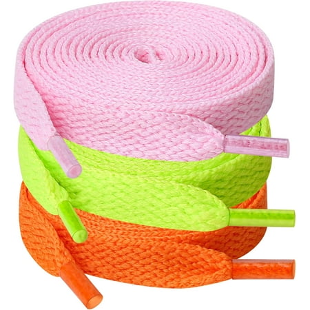 3 Pair Flat Shoe laces  5/16  Wide Shoelaces for Athletic Running Sneakers Shoes Boot Strings