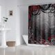 thumbnail image 5 of ZXMBF Cortina de ducha roja y negra, bosque mágico místico, inspiración moderna, remolinos florales, hojas, cortina de baño, tela impermeable, decoración de baño, 72 x 72 pulgadas, ganchos de plástico, 5 of 5