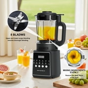 Blender for Kitchen, 55oz Countertop Blender 1200W Peak Power with Ice Crush & Smoothie Functions, Self-Cleaning Food Processor, Stainless Steel Blades, Black