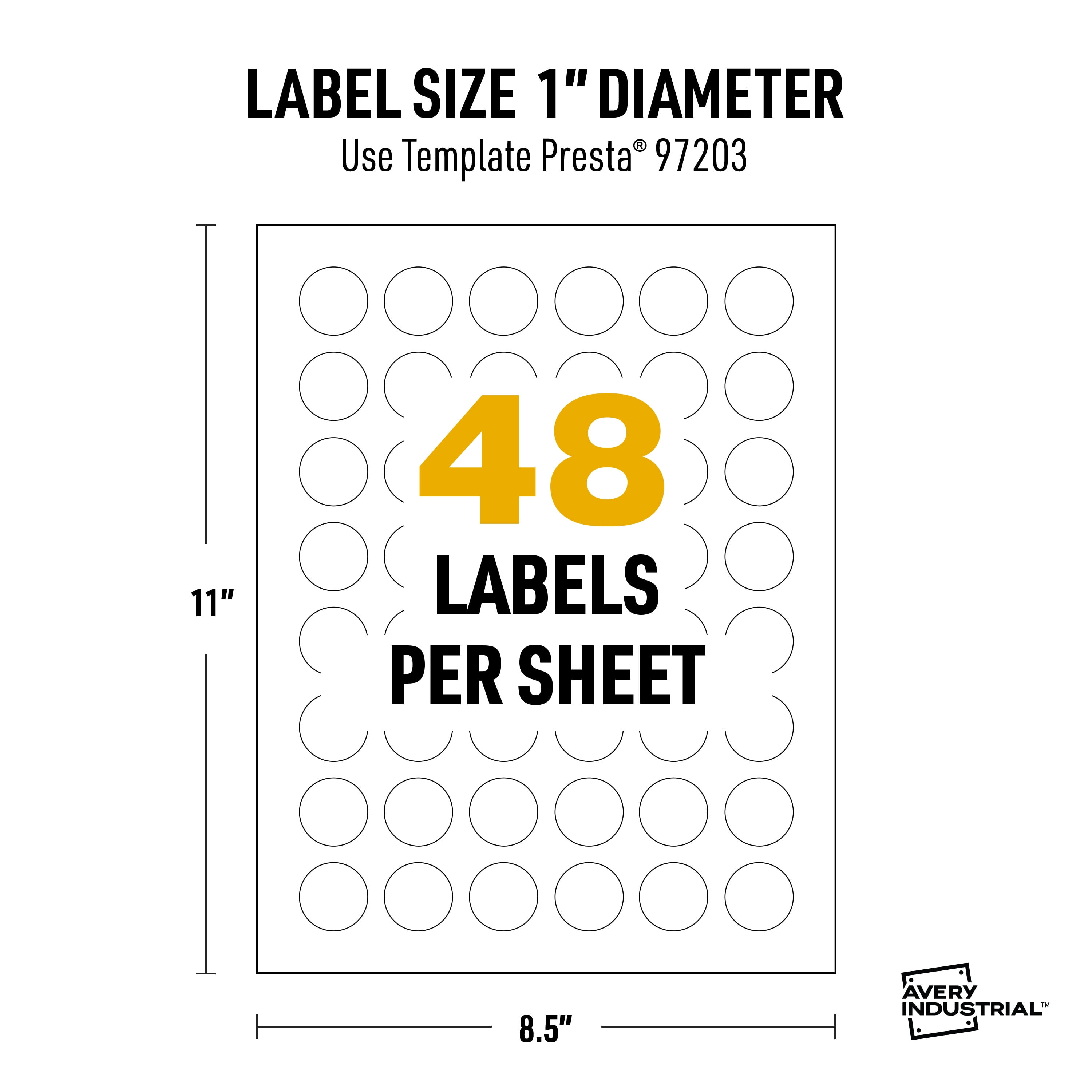 Avery UltraDuty GHS Labels, Waterproof, 1 Inch Round Labels, Pack of 12000 White Labels for Use with Laser Printers