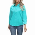 thumbnail image 1 of Camisas de Vestir de Larga con Botones para Mujer, Blusas de Oficina con Cuello Antiarrugas. Azul L, 1 of 8
