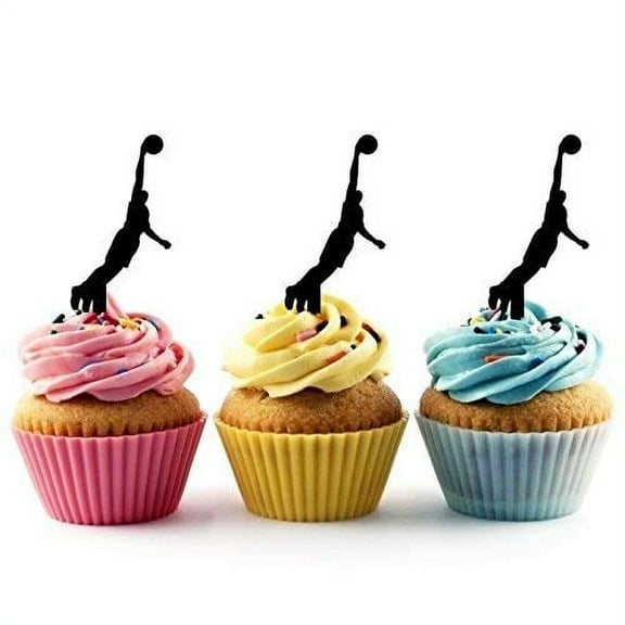 Whimsical Practicality's Basketball Player-Center Silhouette Acrylic Cupcake Toppers 12 pcs