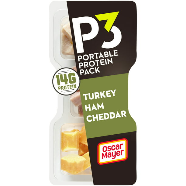 P3 Turkey, Ham & Cheddar Cheese Protein Snack Pack, 2.3 oz Tray