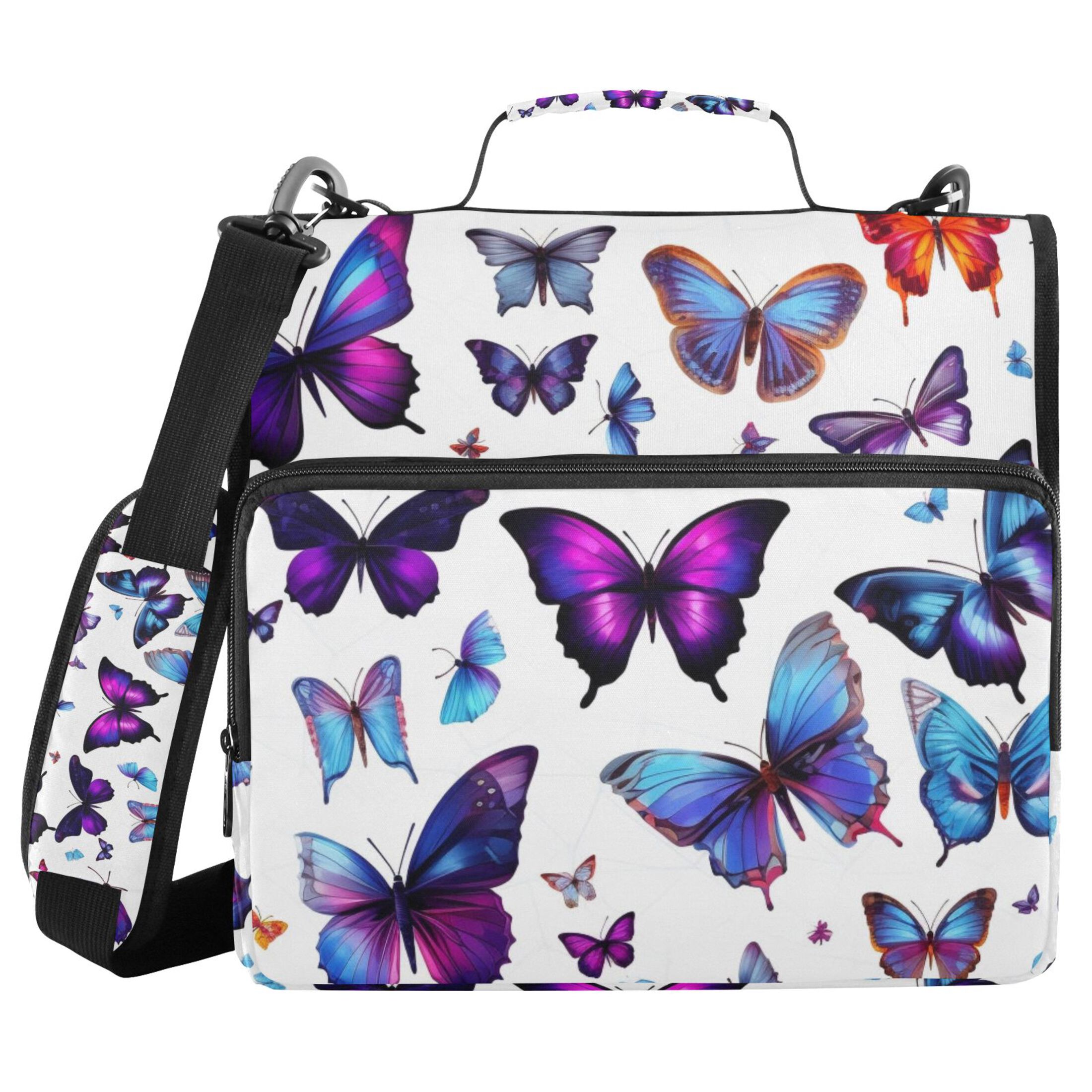 ALAZA Zipper Binder Butterfly 3 Ring Trapper Keeper File Folder Organizer Bag