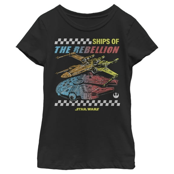 Girl's Star Wars X-Wing Ships of the Rebellion  Graphic Tee Black X Large