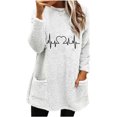 thumbnail image 2 of Puntoco Blusa de manga larga cálida con cuello redondo y bolsillo holgado de invierno para mujer Puntoco Puntoco-3457, 2 of 4