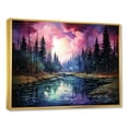 thumbnail image 2 of Designart "Watercolor Scenery Of Aurora Borealis III" Aurora Borealis Floater Framed Wall Art Living Room, 2 of 5