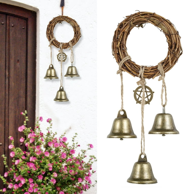 Witch Bells Protection Door Hanger Handmade Witch Bells Wreath Magic Home  Protection Wiccan Magic Wind Chimes for Positivity and Wealth Boho Home  Decor Witchcraft Bell Gift 