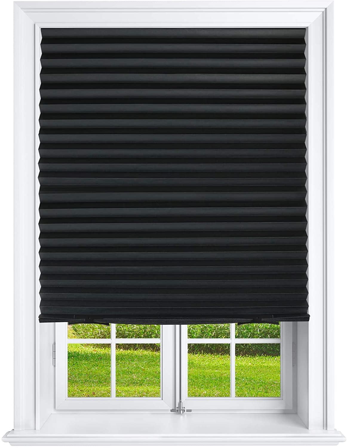 Estilo Pleated Paper Shades Room Darkening Blinds Black 36" x 69" Pack