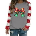 thumbnail image 5 of ZRGHAOYLQ Women's Christmas Patchwork Sweatshirts Sequin Sparkly Long Sleeve Pullover Tops for Christmas Gifts Trendy Christmas Bow Pattern Shirts Casual Crewneck Pullovers, 5 of 5