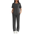 thumbnail image 3 of Ekouaer Lounge Sets for Women 2 Piece Matching Travel Outfits 2026 Loose Short Sleeve Top Wide Leg Pants Pockets, 3 of 6