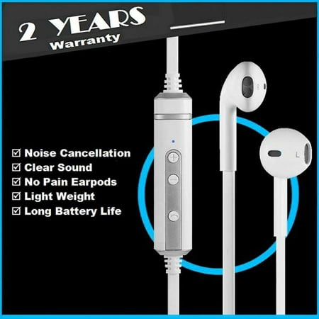 Bluetooth Earbuds Headphones with Mic From BT Waves - Best Apple Style Noise Cancelling Sport in Ear Wireless Stereo Headset Enjoy Clear Sound on the Move [Improved Version