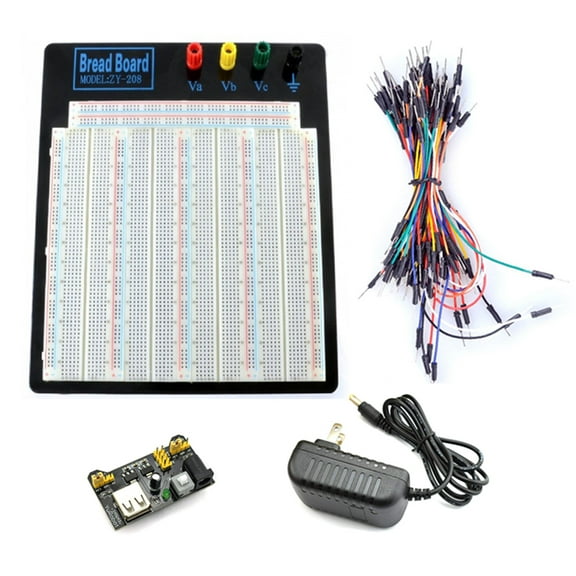 Tektrum Externally Powered Solderless 3220 Tie-Points Experiment Plug-in Breadboard with Aluminum Back Plate, Jumper Wires, Power Module, Wall Adaptor for Proto-Typing Circuit/Arduino/Raspberry Pi