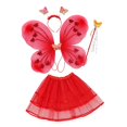 thumbnail image 4 of Disfraz de hada para niñas, disfraz de princesa, tutú, personal para niños, ala de mariposa, 4 unids/set para juego de simulación, recuerdo de fiesta, Rojo Salvador Disfraz de hada, 4 of 10