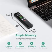 MECHEN V02 64GB Digital Voice Recorder with Password, Playback, USB, and Noise Reduction - Professional Dictaphone Sound Tape Recorder and MP3 Player Black