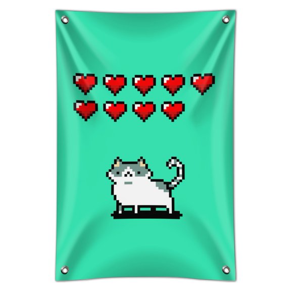 Nine Lives Cat Pixel Retro Game Home Business Office Sign
