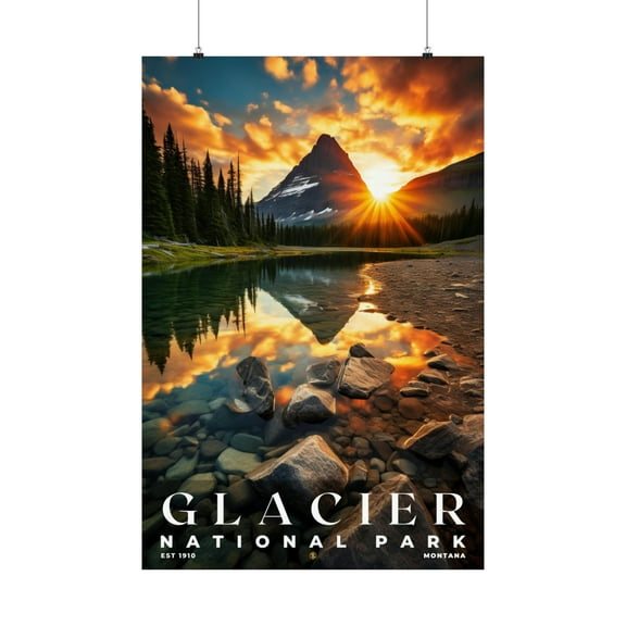 ELNEIT - Glacier National Park Poster, Unframed Matte Paper, S10